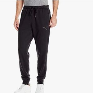 Puma Men's Classic Black Joggers Sweatpants  Logo Fleece Drawstring Waist Sz L